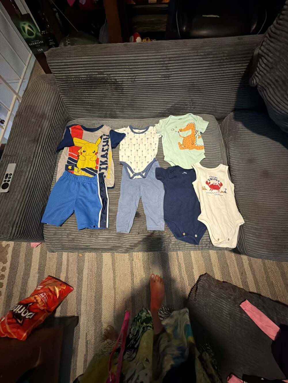 Baby Boy Mixed Clothing Bundle Includes Pikachu Shirt and Crab Bodysuit